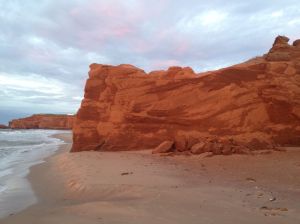 red cliffs at sunrise